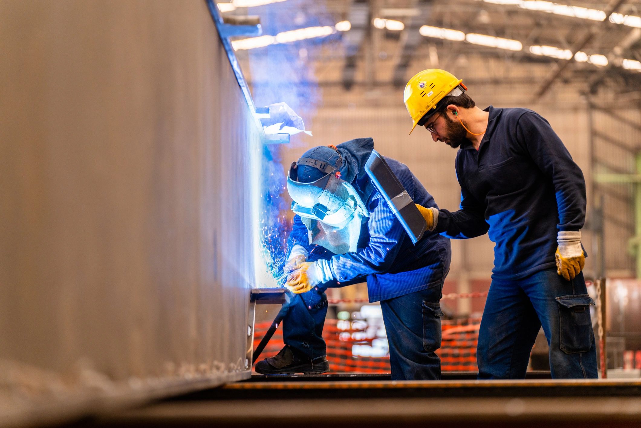 Close-up of precision welding on metal joint